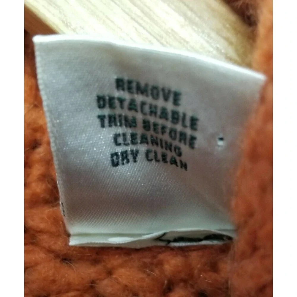 Laura Ashley Petites Orange Chunky Boucle Knit Open Front Long Cardigan Sweater - Picture 9 of 9